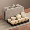 High-end Huang Ru Kiln Travel Kung Fu Tea Set Household Portable Cover Bowl Teacup Teapot Light Luxury Business Gifts
