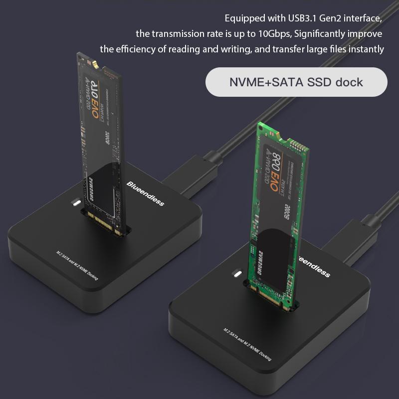 M.2 NVME SATA SSD Docking Station Base External SSD Hard Disk Enclosure 10Gbps Online Reading Writing Speed SSD Case Accessories