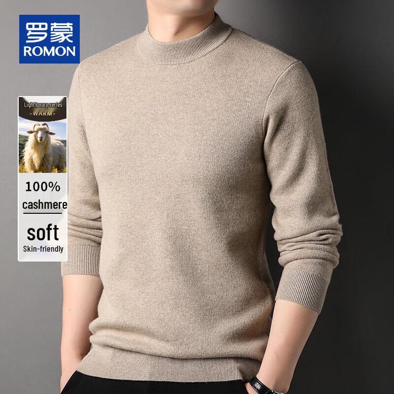 ROMON Men's 100% Pure Cashmere Half-High Collar Pullover Sweater