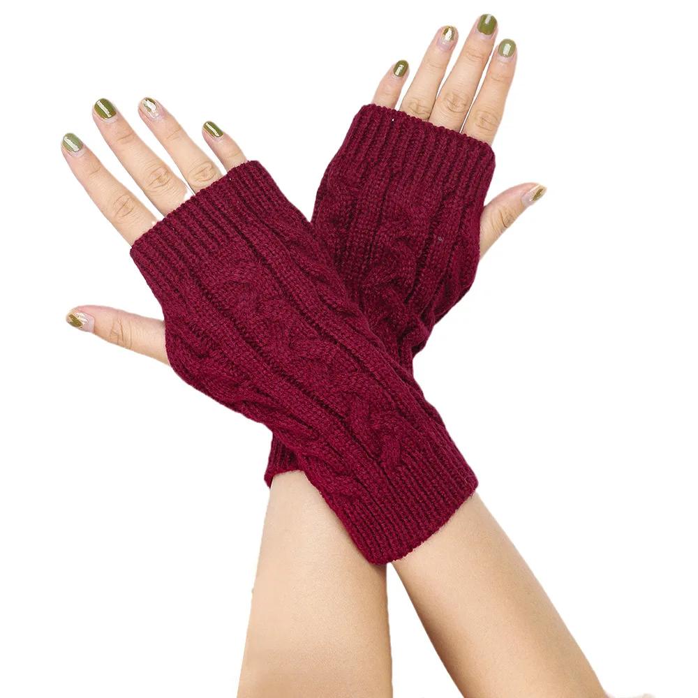 Women Knitted Arm Warmer Long Fingerless Gloves Mitten Winter Y2K Solid Arm Sleeve Fashion Casual Soft Girls Clothes Punk Gloves