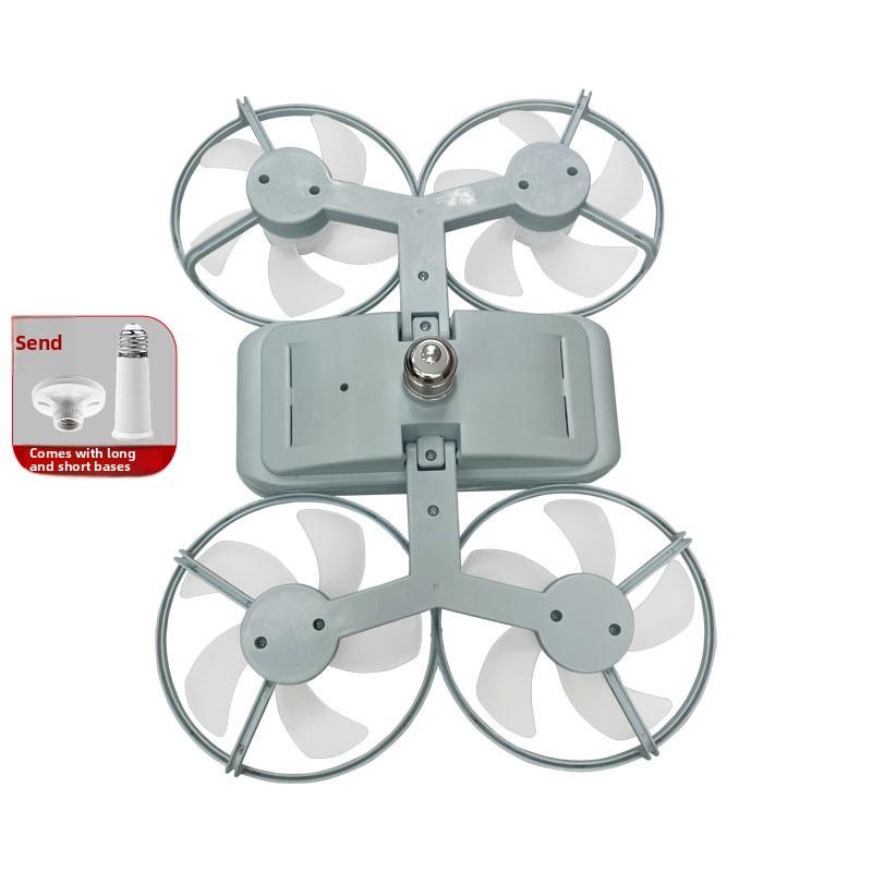 New Drone Ceiling Fan Light with E27 Screw Base, Integrated Fan & Lamp for Bedroom Dining, Small Remote High Airflow
