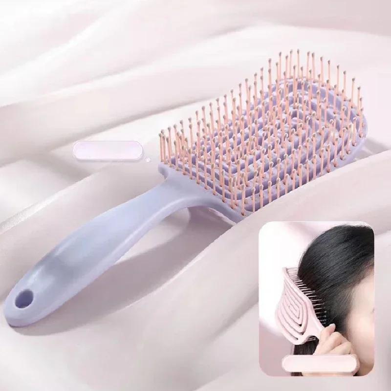 1Pc Elastic Massage Comb Hollow Out Hair Brush Scalp Massage Combs Hair Styling Detangler Fast Blow Drying Detangling Tool