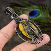 Bumblebee Jasper, Moonstone Gemstone Copper Wire Wrap Jewelry Pendant 3.66"
