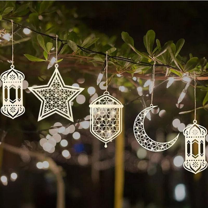8 X Ид Рамадан Фонарь Мубарак Украшение Мусульманская Исламская Вечеринка Деревянный Подвесной Декор