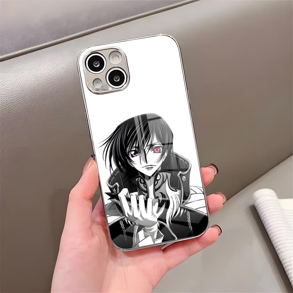 Крутой чехол для телефона L-Lelouch для IPhone 17 Pro Max 15 Pro 16 14 Plus 12 13 Mini 11 Pro Ударопрочный гальванизированный стеклянный чехол