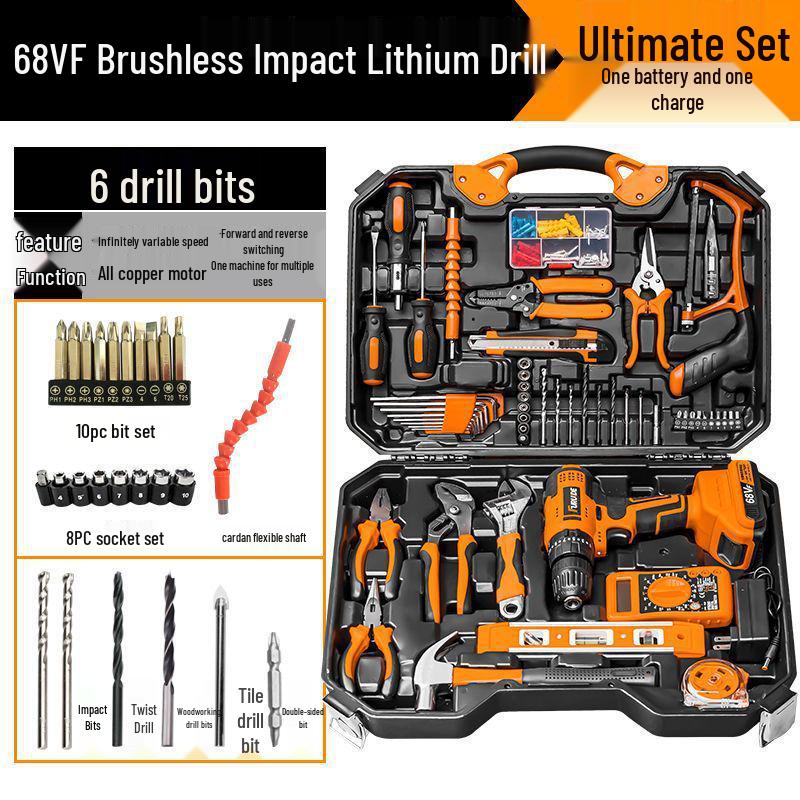 Multifunctional Electric Drill & Tool Set for Household, Electrician, and Woodworking Repairs