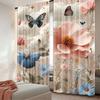 2Pcs Floral Curtain Spring Flowery Efflorescent Garden With Petals And Butterflies For Living Room Bedroom And Dining Room