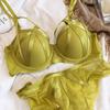 Women Lace Underwear Sexy Hollow Push Up Bra Set Classic Bandage Lingerie Fashion Fluorescent Plus Size C D Brassiere