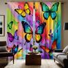 2pcs HD Multicolor Butterfly Decorative Curtain Color System Digital Printed Curtain Home Decoration Style Decoration Living