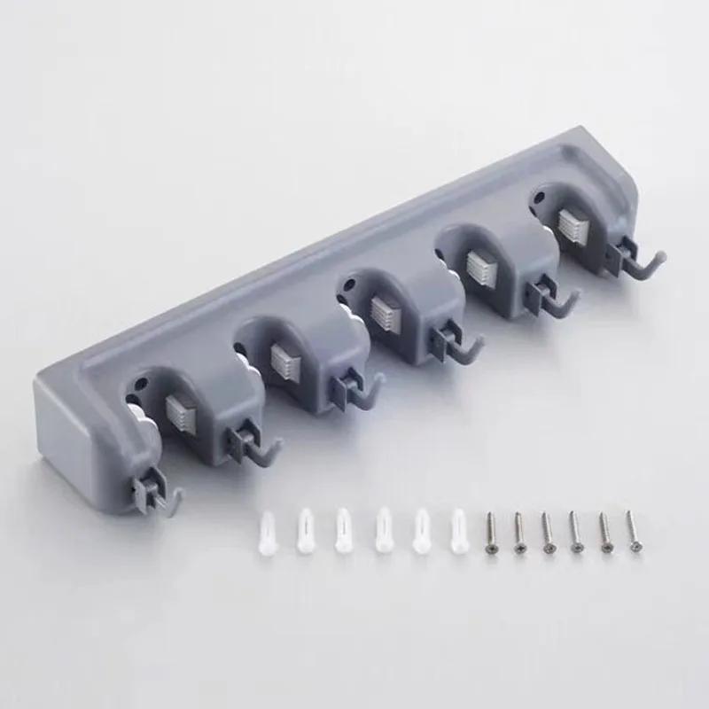 Пластиковый держатель для швабры, настенный крючок для метлы, 3/4/5 положений, многофункциональная полка для хранения метлы, органайзер для ванной комнаты