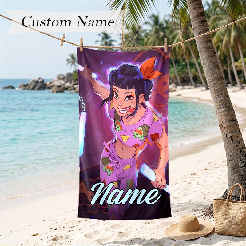 zoey Custom Name Printed Beach Towel Personalized Soft Towel For Swimming Beach Travel