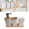 4Piece Bathroom Organizer Set with Toothbrush Cup Hydraulic Cup Mouth Cup Wood Tray Durable Construction