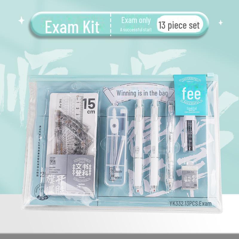 Экзаменационный комплект Jinbangti: Треугольная линейка, циркуль, нейтральная ручка, карандаш — идеально подходит для подготовки к поступлению в среднюю школу и колледж.