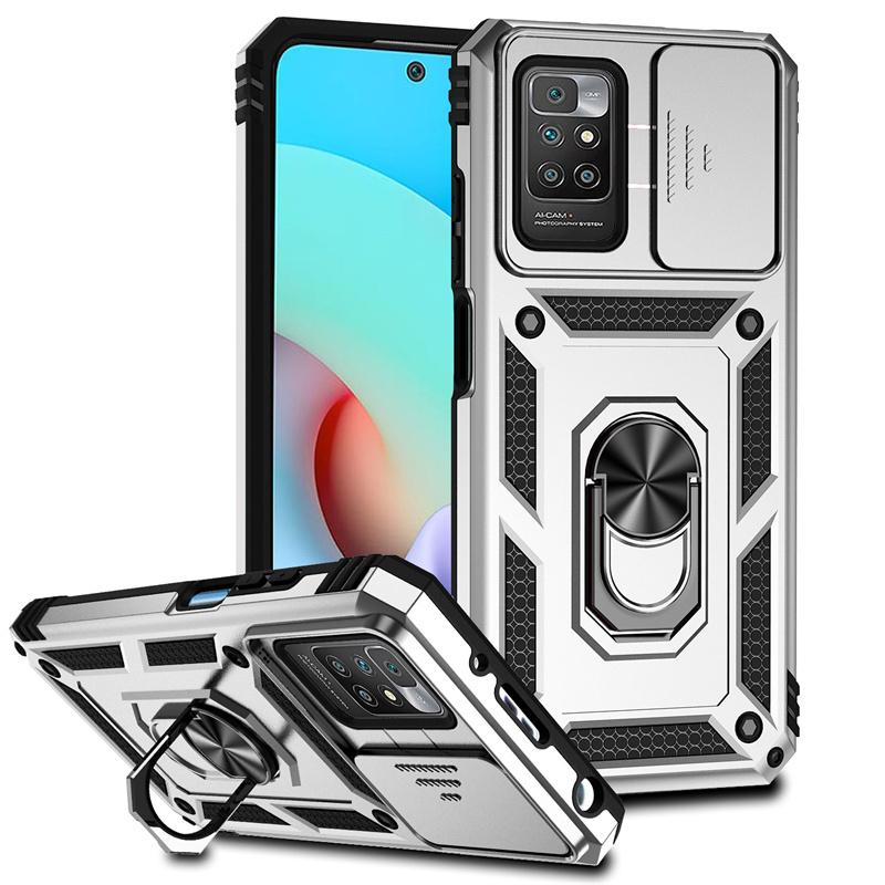 Для Xiaomi Redmi 10 Чехол Слайд Защита Объектива Бронированный Чехол для Телефона Для Ксиоми Редми 10 Редми 10 Редми10 4G Магнитный Держатель Кольцо Крышка