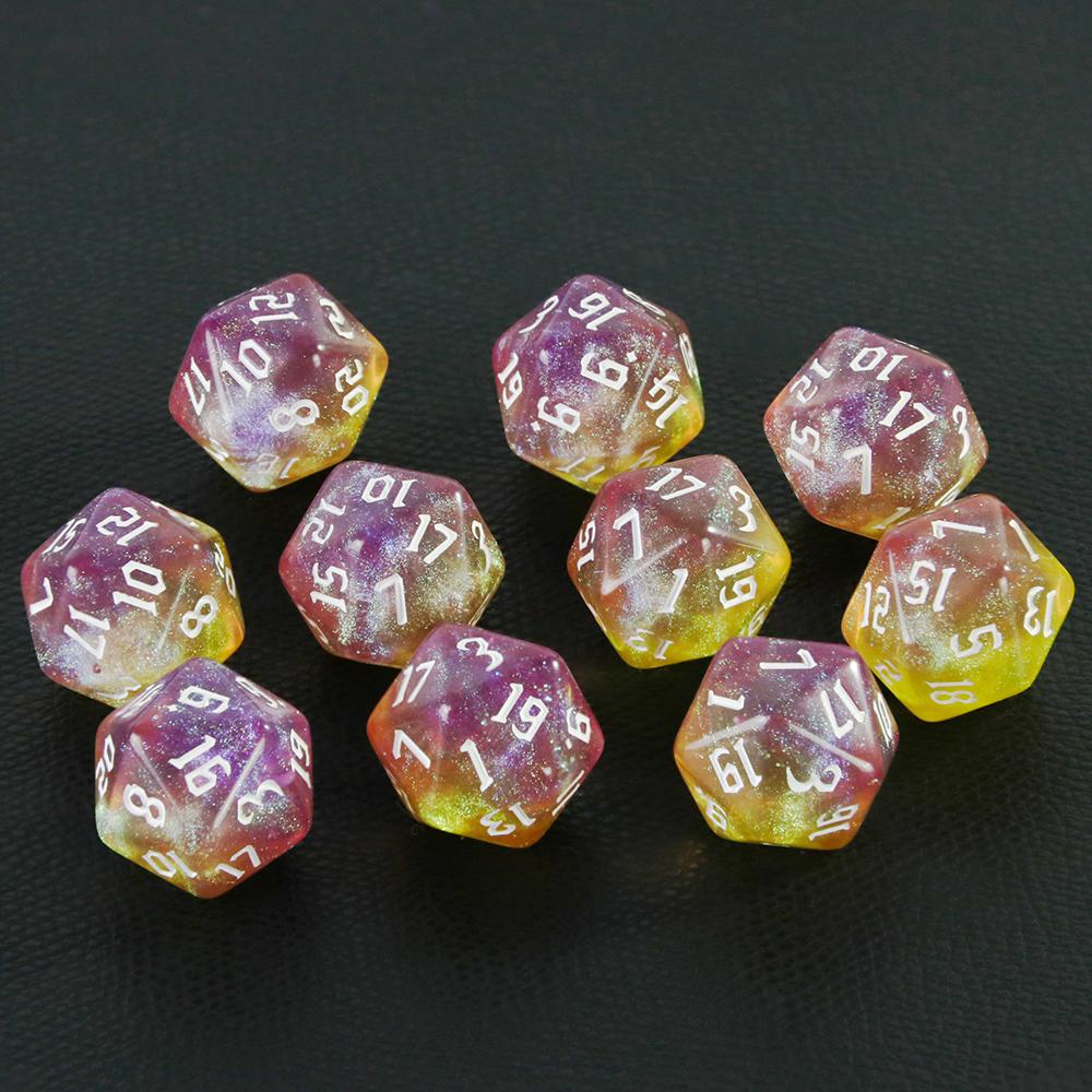 20-гранные разноцветные многогранные игральные кости D20, удивительные блестящие игральные кости для ролевых игр, DND, обучение математике, настольные игры