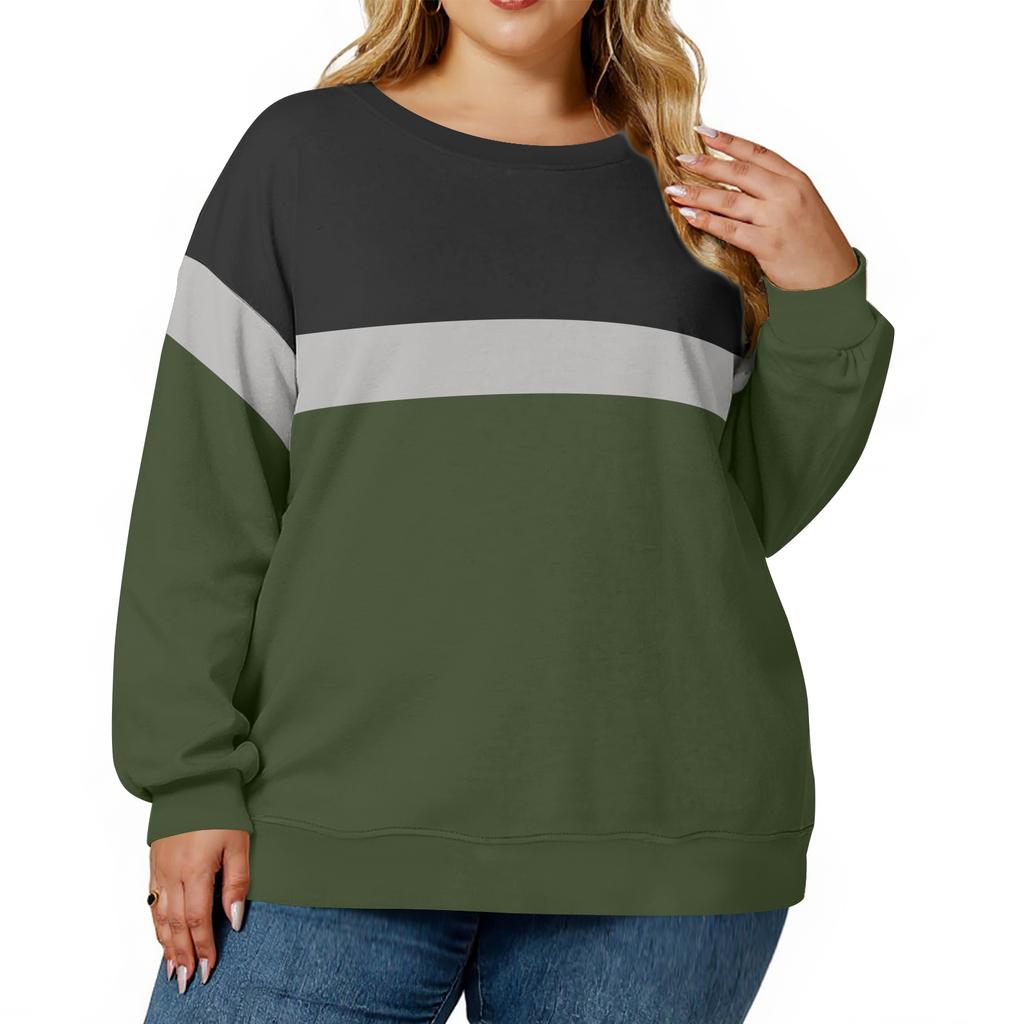Plus Size Sweatshirt For  Women Oversized Crewneck Long Sleeve Pullover Tops