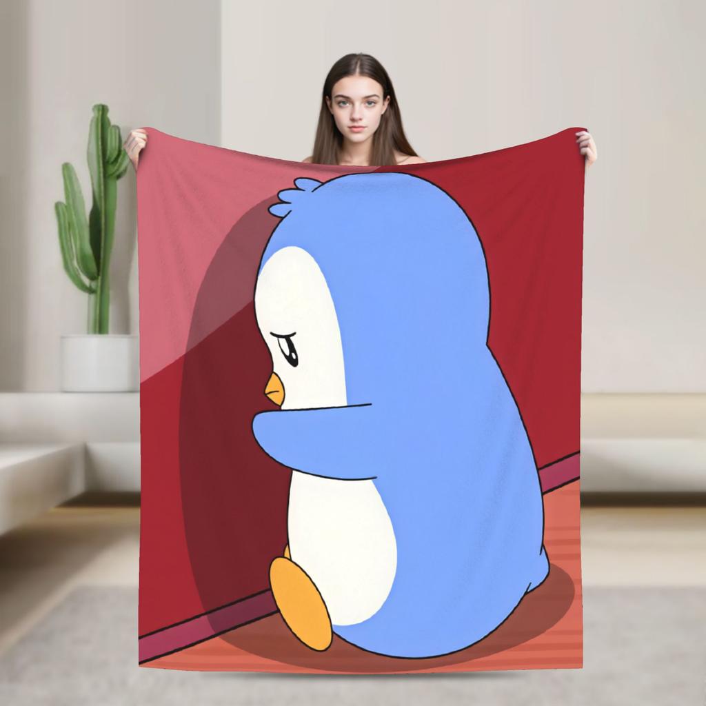 PPudgy Penguin Blanket Quality Warm Soft Throw Blanket Autumn Picnic Bedroom Funny Bedspread