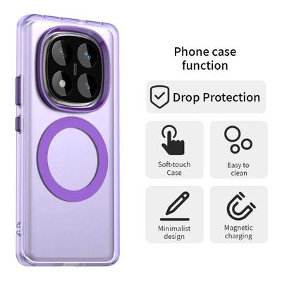 Для Magsafe Магнитный чехол для телефона Redmi Note 14 Pro Plus Note13Pro+ 14C 13R Pro POCO C75 Candy Color Полупрозрачный ПК ТПУ Ударопрочный бампер Чехол
