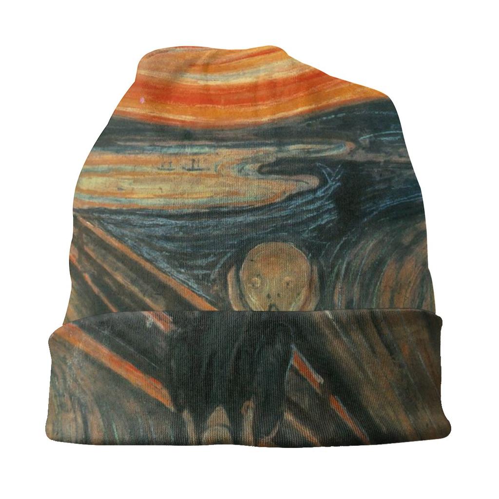 The Scream By Edvard Munch Beanie Bonnet Knitting Hats Women Unisex Famous Oil Painting Winter Warm Skullies Beanies Cap for Ski