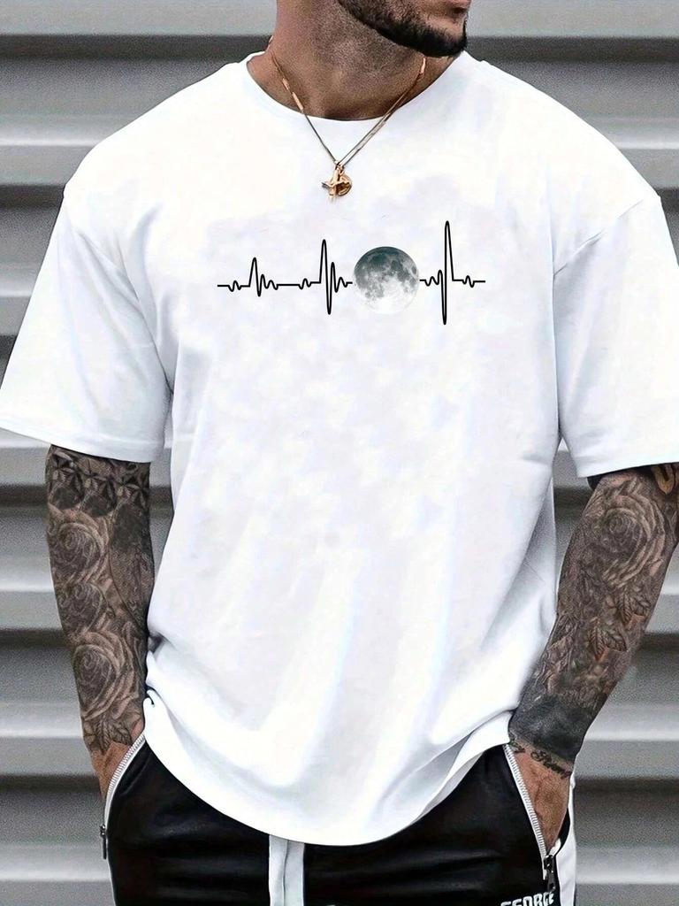 Men's Summer 100 Cotton Faith Print Loose Large Casual Round Neck Short Sleeve T-shirt