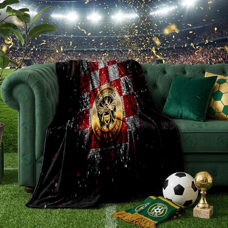 Brent-ford Football Club Crest Throws Blanket Flannel Blankets Plush for Couch Bed Gifts for Men Women Travel picnic blanket Christmas fan gifts