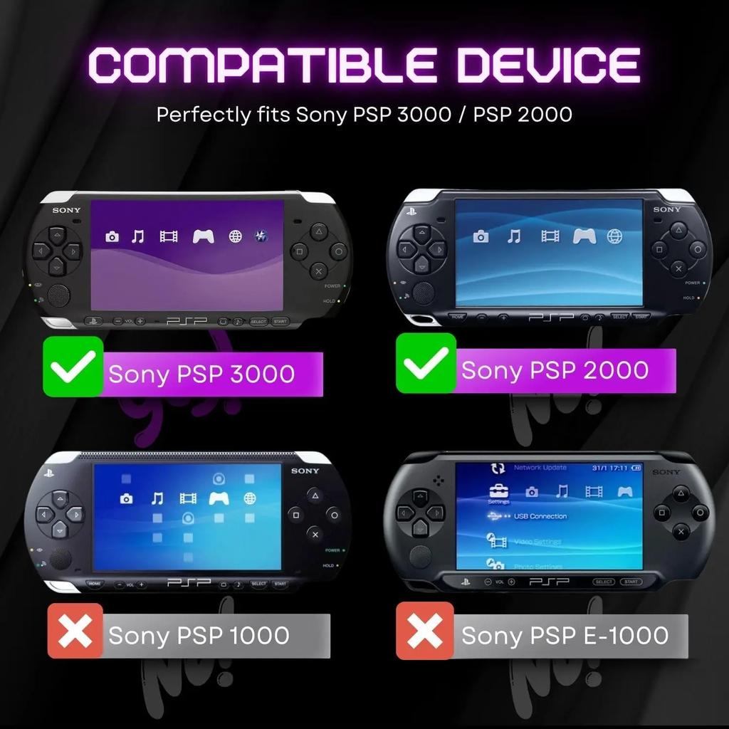 Прозрачный Жесткий Чехол для PSP - Полный Защитный Чехол с Прозрачной Пленкой для Экрана, Ударопрочный/Устойчивый к Царапинам (для серии PSP 2000/3000
