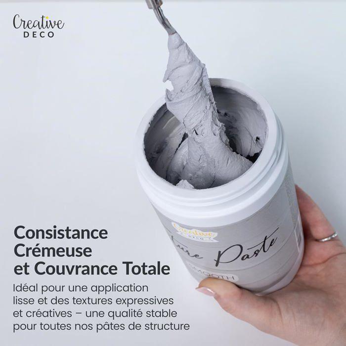 Pâte de Structure CREATIVE DECO | Lisse 2kg Gris | Pâte à Relief pour Peinture Acrylique | Pâte Texturée | Effet 3D
