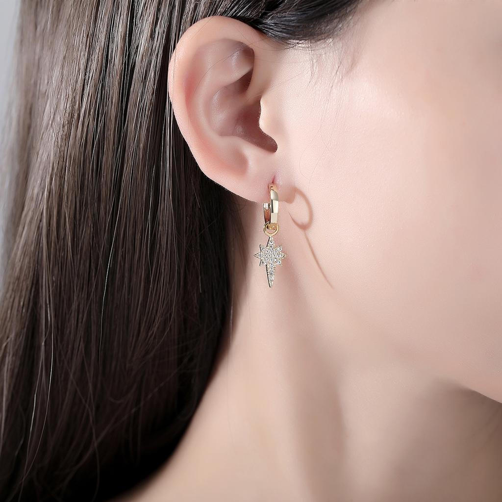 LUOTEEMI CZ Star Huggie Accessories Fashion Jewellery Beautiful Summer Gold Plated Hoop Earring
