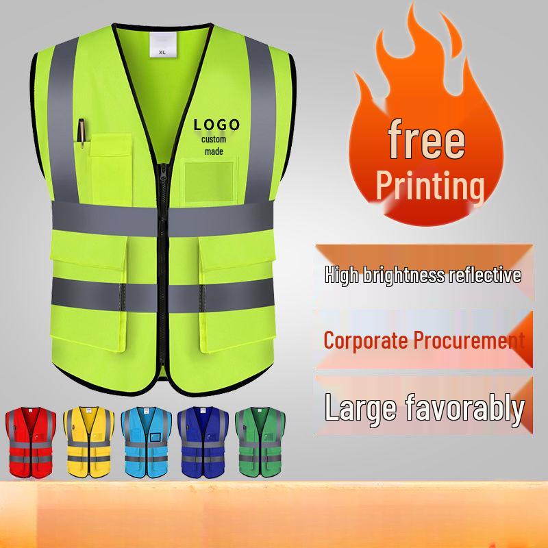 Breathable Reflective Safety Vest for Construction Workers - Custom Logo Available