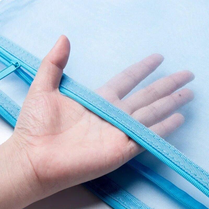 Women Makeup Bags Double Layer Nylon Mesh Cosmetic Storage Bag Student Stationery Document Bag Organizer Pouch