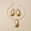 European and American Hot-selling Cold Wind Golden Water Drop Pendant Collar Earring Set Niche Fashion Design