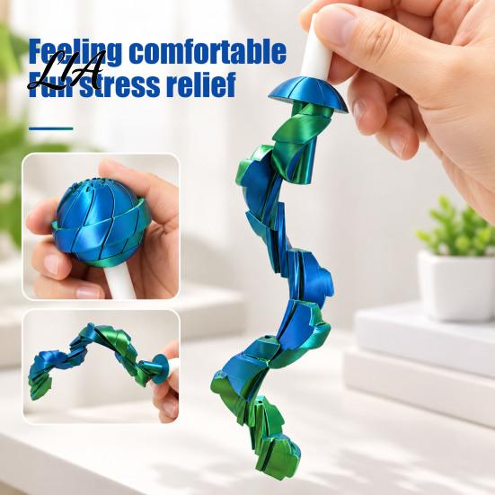 Retractable Snake Fidget Telescopic Lollipop Toy, 3D Printed Shape Flexible Stress Relief Toy Sensory for Relief, Creative Parent-child Interactive