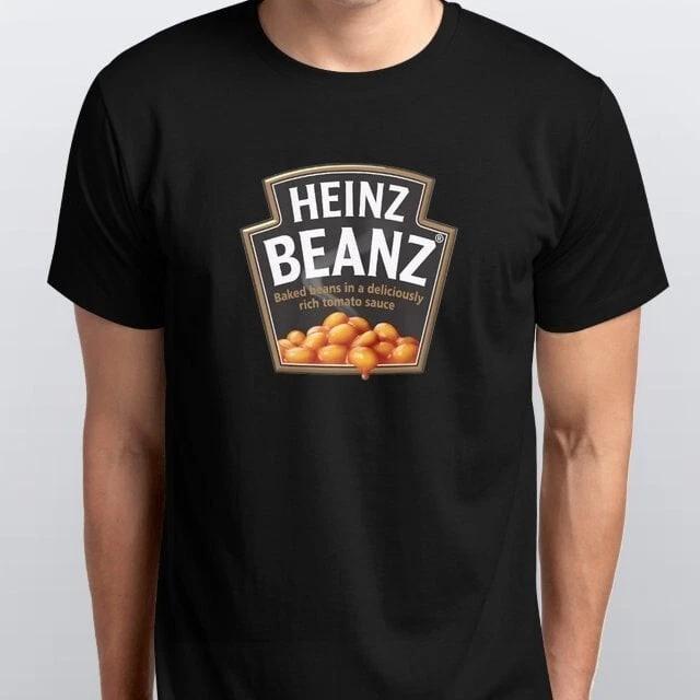HEINZ BEANZ 100% Cotton T-shirt Mens Tees Top Sizes S M L XL XXL Colours Black, White