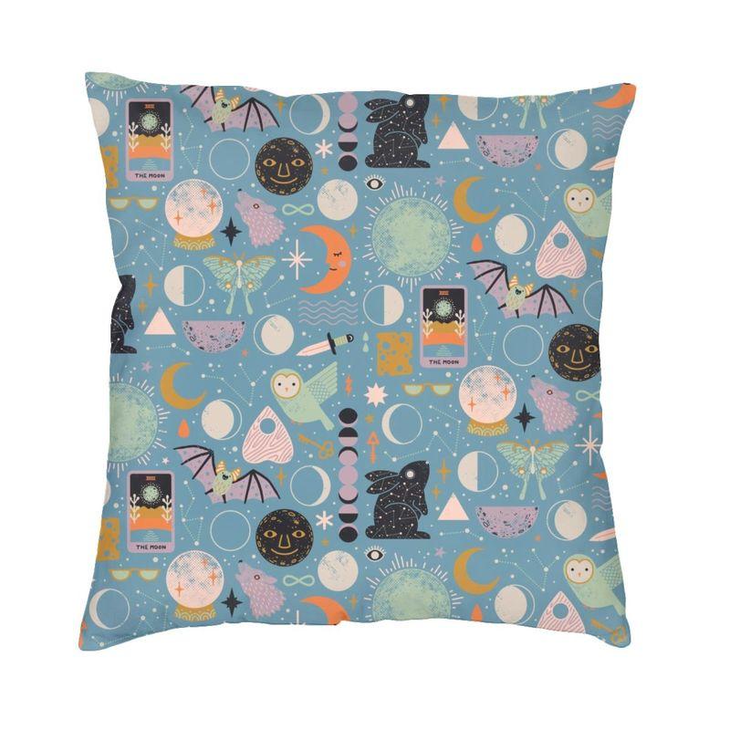 Halloween Witchcraft Witch Cushion Cover Soft Gothic Crow Cat Throw Pillow Case for Sofa Square Pillowcase Bedroom Decoration
