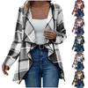 Ladies' Plaid Printed Fashionable Long Sleeved Jacket Cardigan
