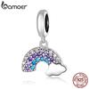 Bamoer Authentic 925 Sterling Silver Colorful Rainbow Pendant Charm Fit for Women Original Silver Bracelet DIY Jewelry