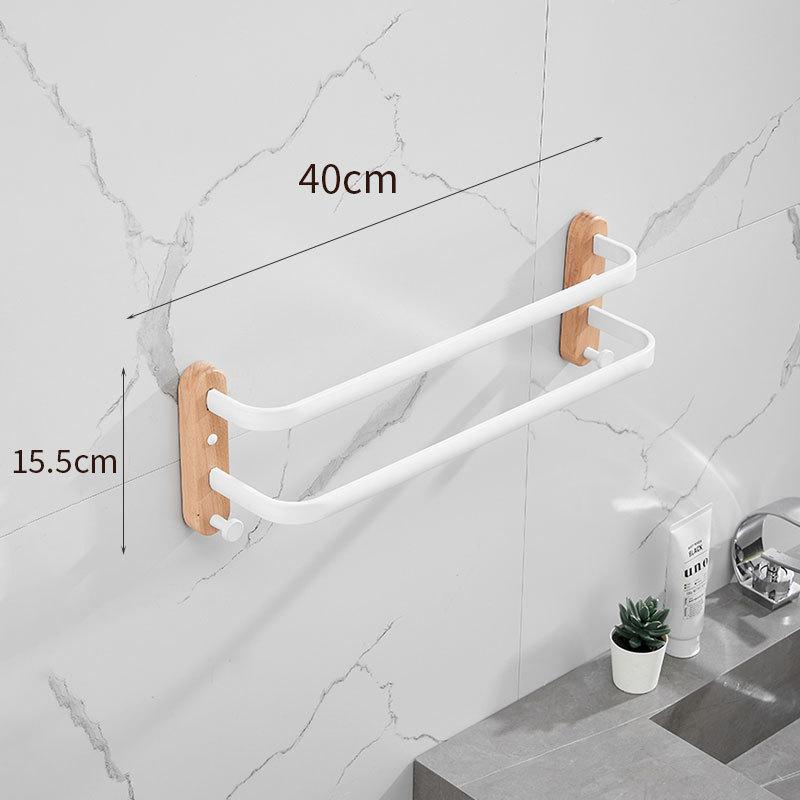 40cm-60cm Wood Bathroom Towel Rack Black/White Aluminum Towel Holder Wall Hanging Multi Pole Triple Towel Bar With Hook