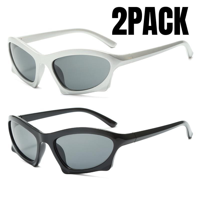 2 ШТ. Спортивные Солнцезащитные Очки Женские Y2K Тренды Панк Солнцезащитные Очки Мужские Ретро 2000-е Роскошный Бренд Цельные Специальной Формы