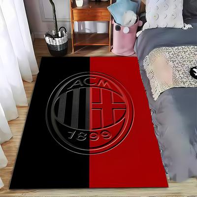 Ковер с логотипом AC Milan, Черно-красный дизайн, Декор для фаната футбола. Подходит для использования в качестве противоскользящего коврика для гостиной, спальни, диванов