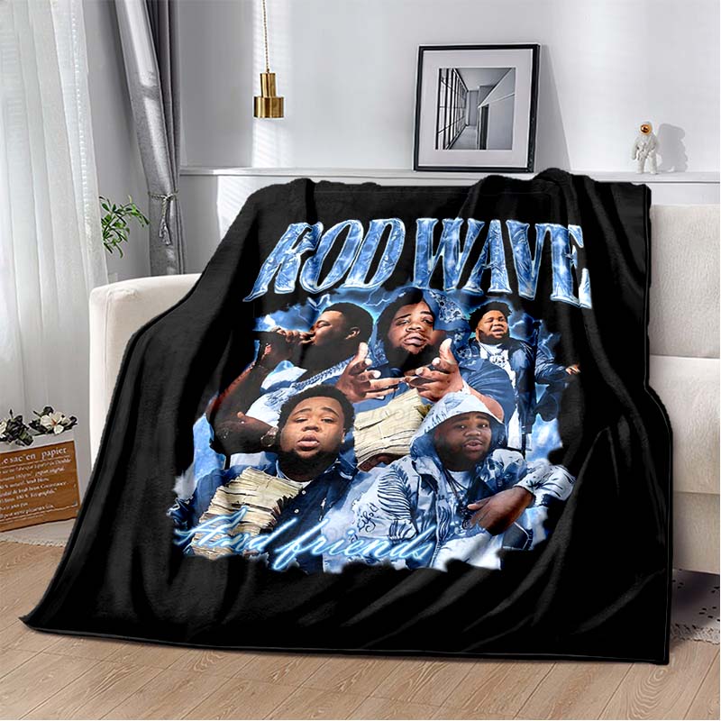 Hip Hop Rapper Blanket Rod Wave Flannel Blanket Soft Warm Throw Bedroom Decor Napping Couch Sofa Bed Chair Cover for Boys Girls