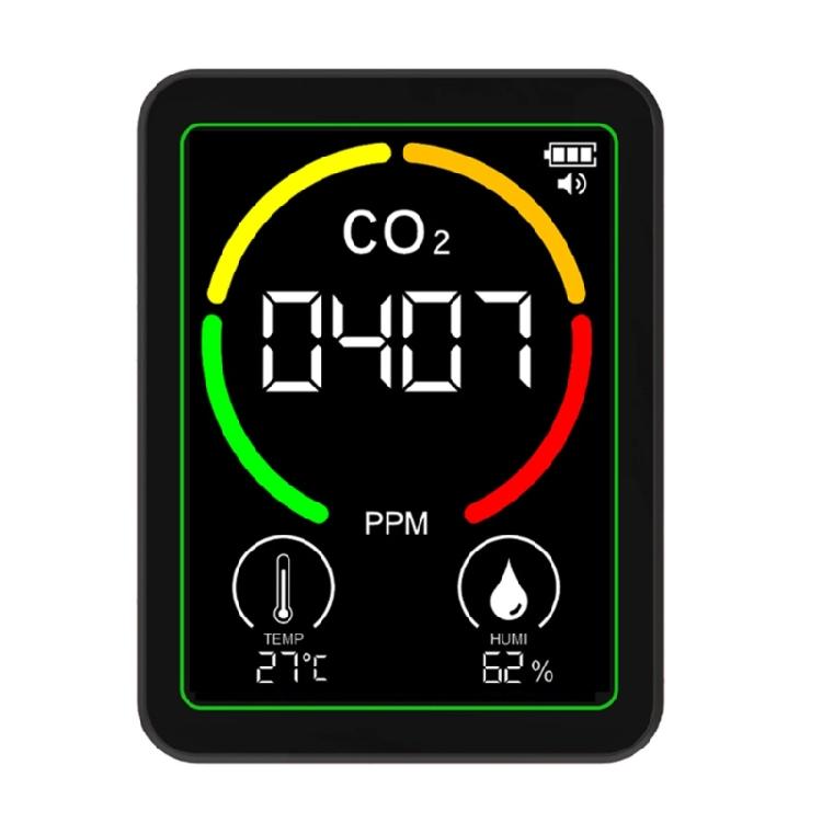 Перезаряжаемый монитор качества воздуха с обнаружением CO2 и TVOC, система немедленной сигнализации, ABS, для дома, офиса, школы