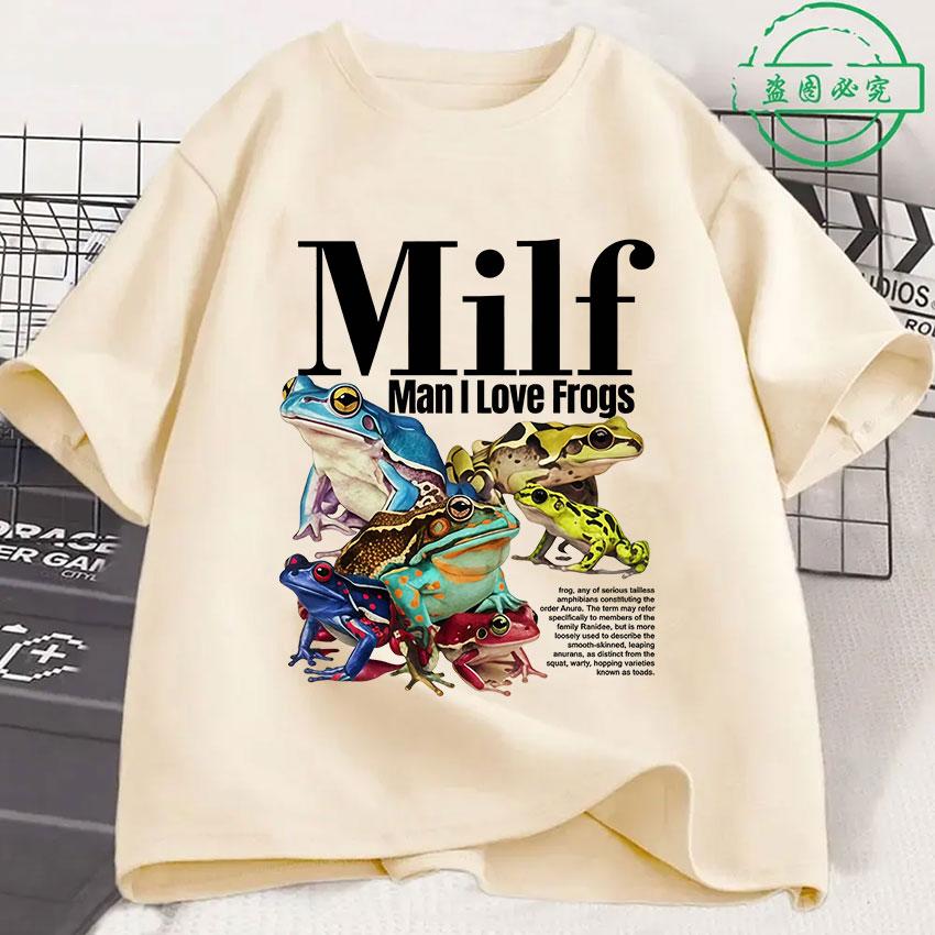 Unisex I Love Frogs Funny Meme Graphic T-Shirt Unisex Women Fashion Harajuku Short Sleeve T Shirt Retro Oversized 100% Cotton T-Shirts