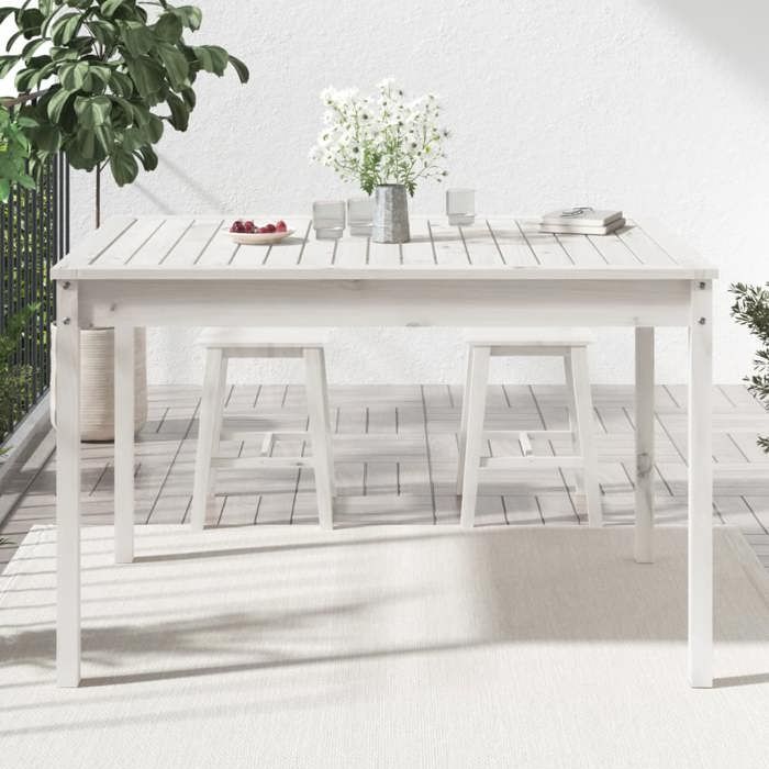 VidaXL Garden Table White 121x82.5x76 Cm Solid Pine Wood 823970