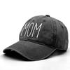 White MOM Print Washed Cotton Baseball Hat Woman Cap Retro Raw Brim Adjustable Caps Ideal Choice For Street Wear