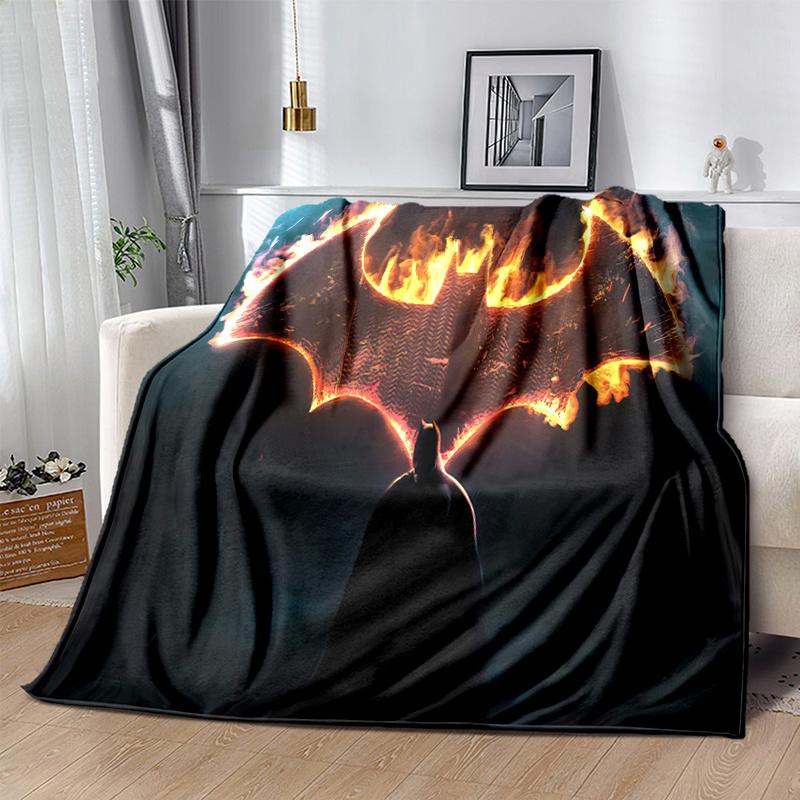 Flaming Batman Symbol Wall Art DecorPrint Blanket, Soft Blanket For Sofa Office Bed And Travelling Daughter Birthday Gift esj287