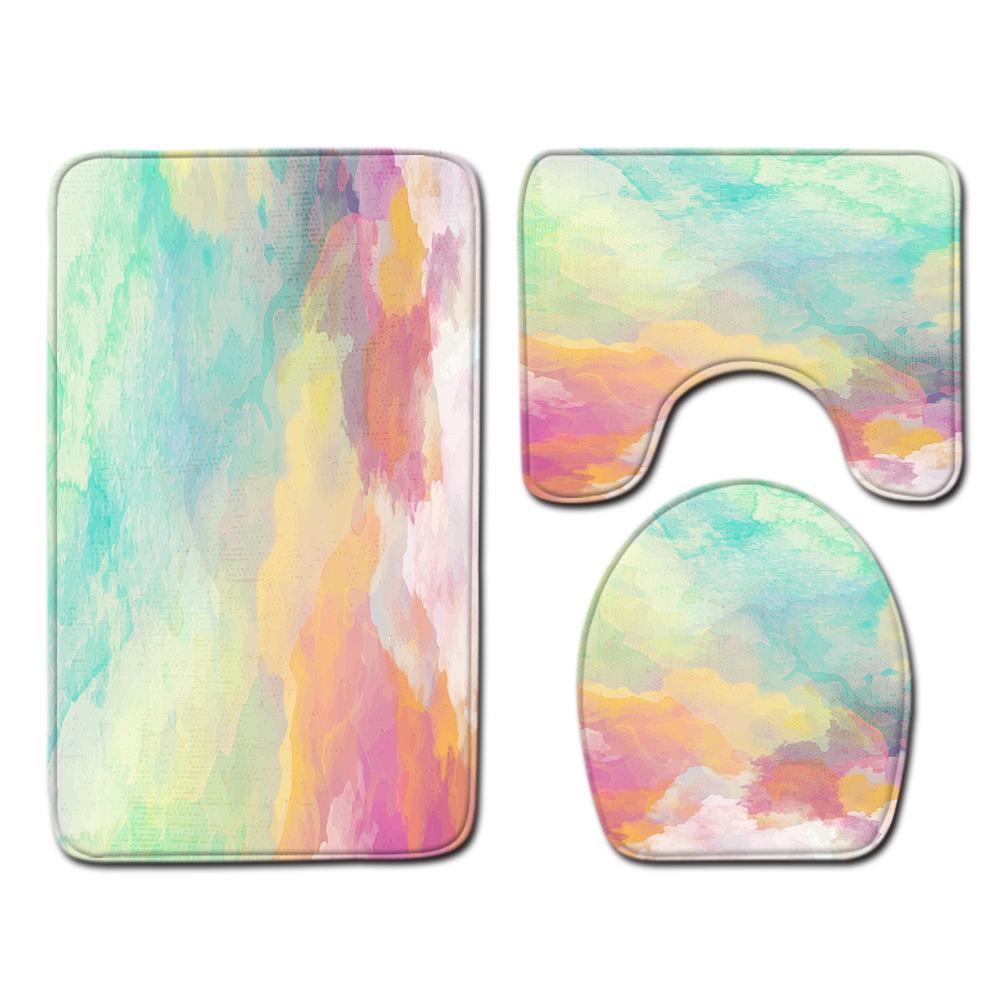 Gradual Change Pattern Toilet Floor Mat Three-Piece Bathroom Three-Piece Carpet Door Mat