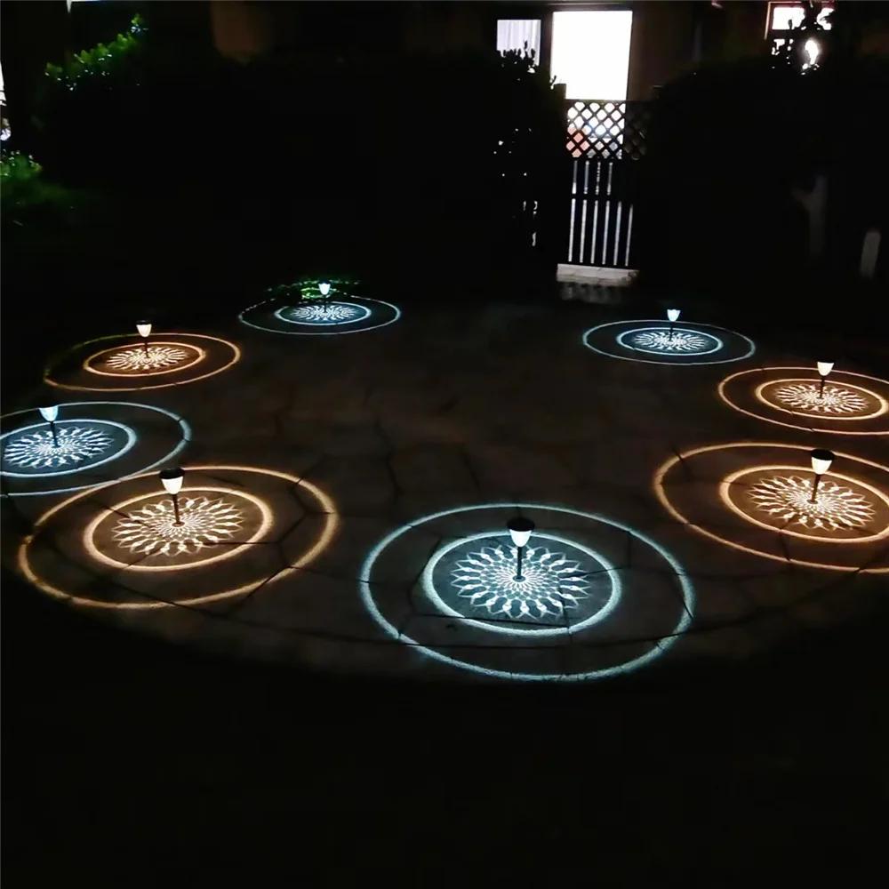 1-4Pack Solar Pathway Lights Outdoor Waterproof Round Circel Pattern On The Ground Light The Way for Yard Garden Path Walkway