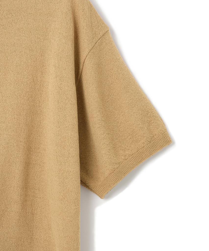 KNITTED Cool Summer Essential Round Short Sleeve Knit Tee Camel