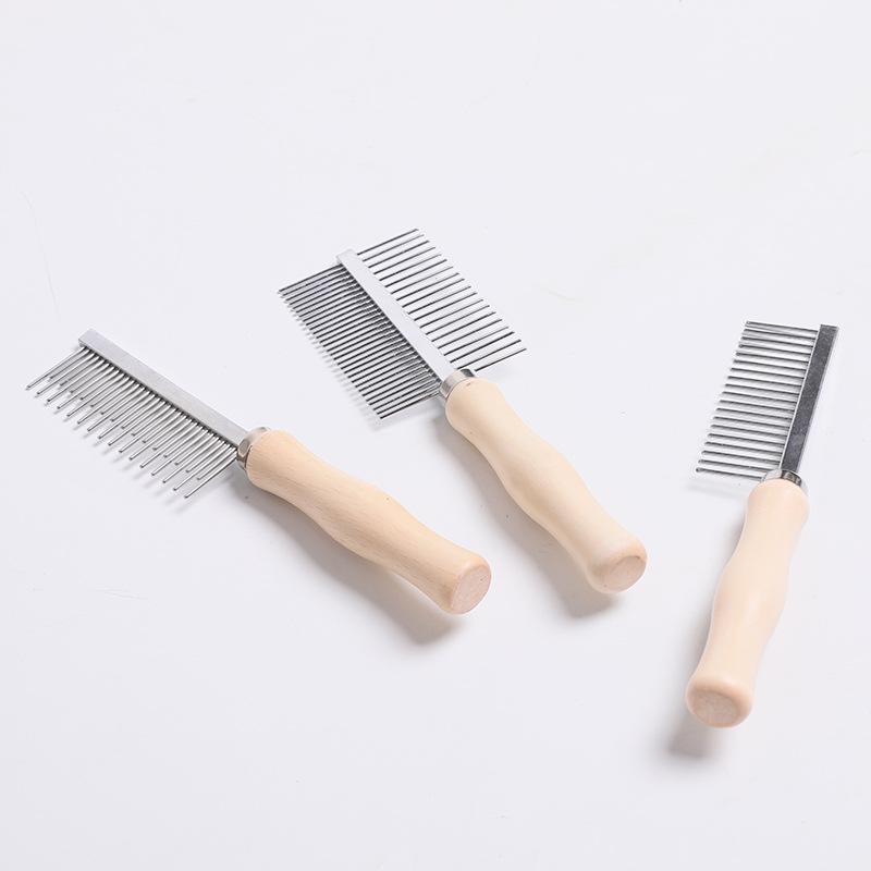 Расческа-игла для питомцев из нержавеющей стали, Расческа для груминга собак, Расческа для удаления кошачьей шерсти, Расческа с деревянной ручкой, Щетка для удаления шерсти