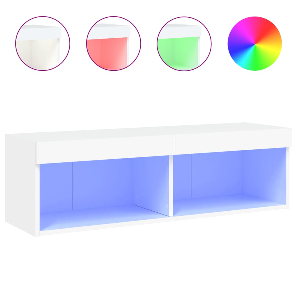 TV Stand with LED Lights White 100x30x30 cm